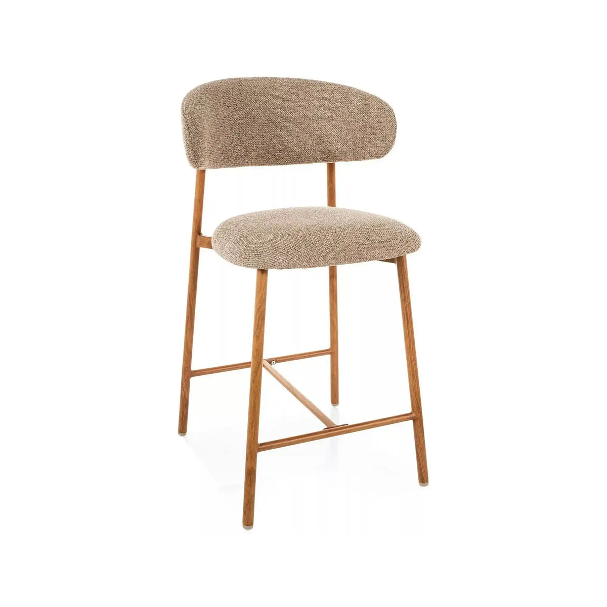 Scaun bar ELTON H-2, bej/stejar, stofă/metal, 43x45x91 cm
