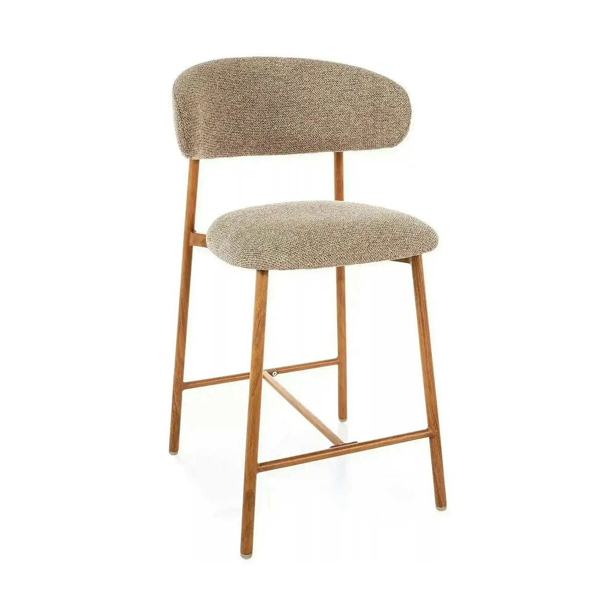 Scaun bar ELTON H-2, bej/stejar, stofă/metal, 43x45x91 cm