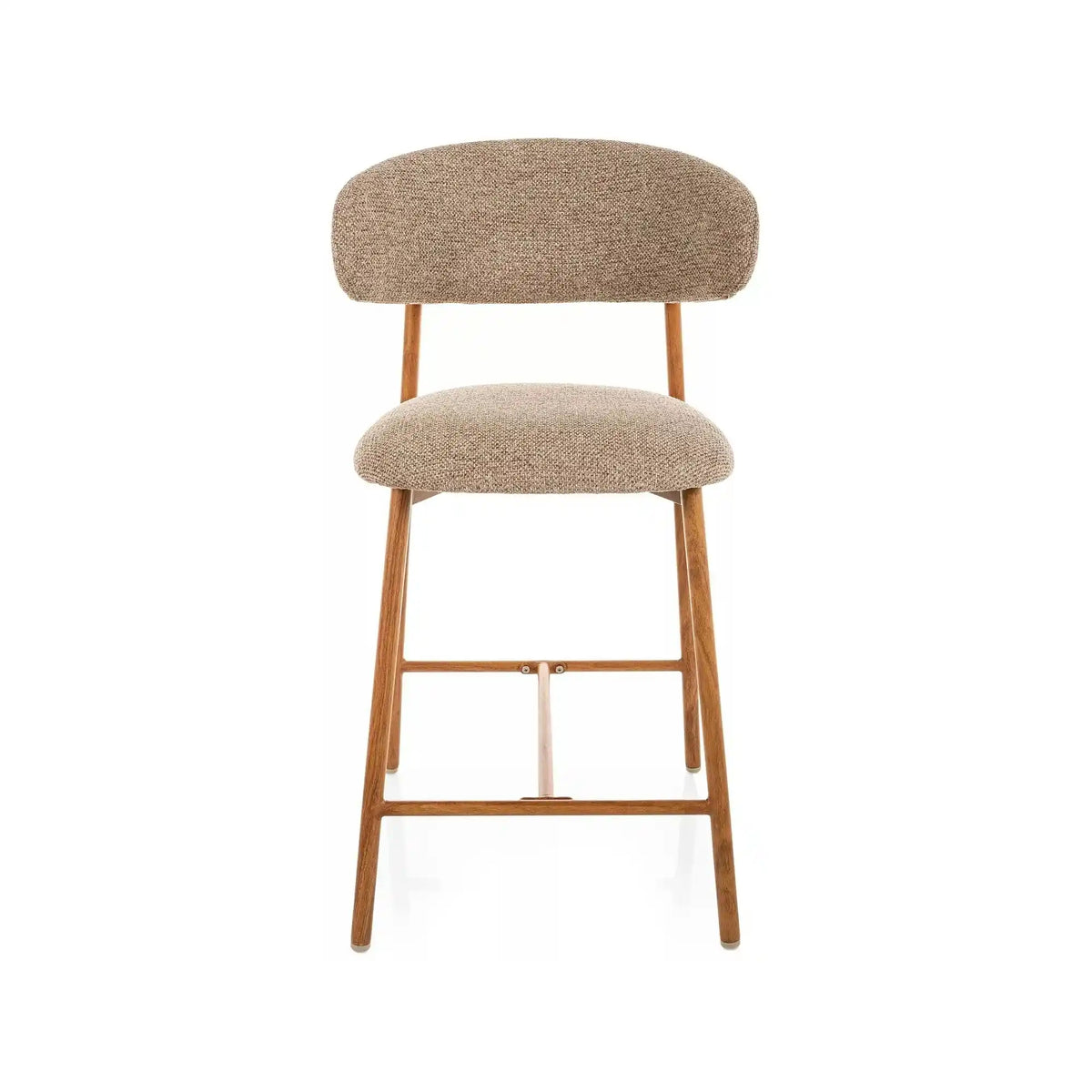 Scaun bar ELTON H-2, bej/stejar, stofă/metal, 43x45x91 cm