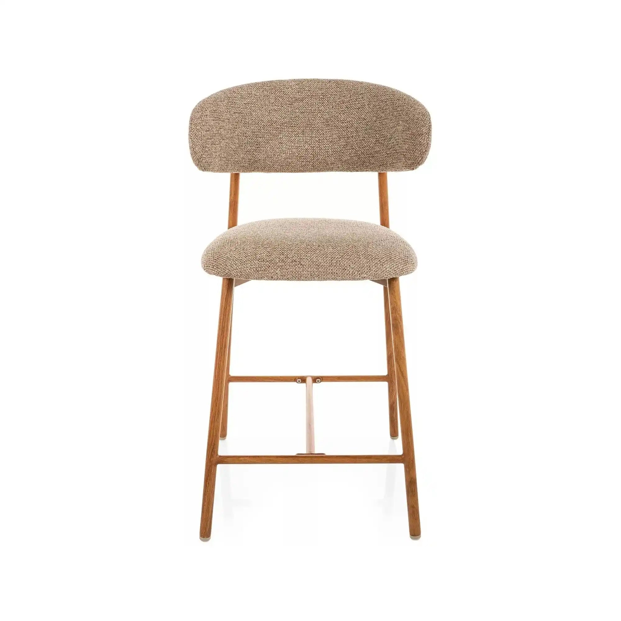 Scaun bar ELTON H-2, bej/stejar, stofă/metal, 43x45x91 cm