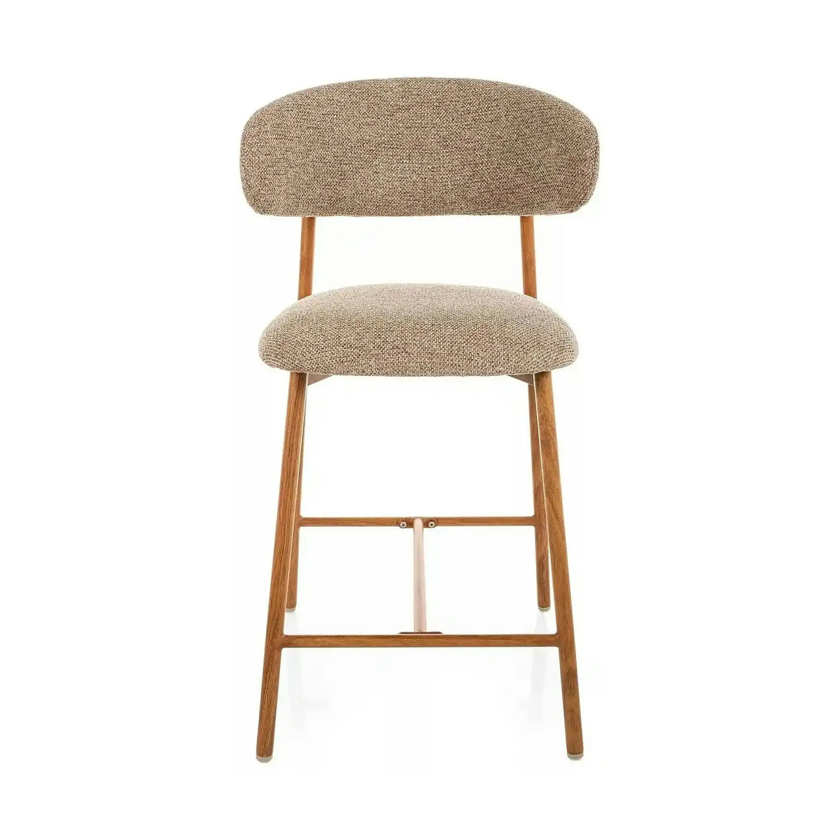 Scaun bar ELTON H-2, bej/stejar, stofă/metal, 43x45x91 cm