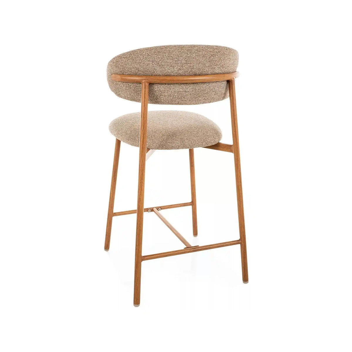 Scaun bar ELTON H-2, bej/stejar, stofă/metal, 43x45x91 cm