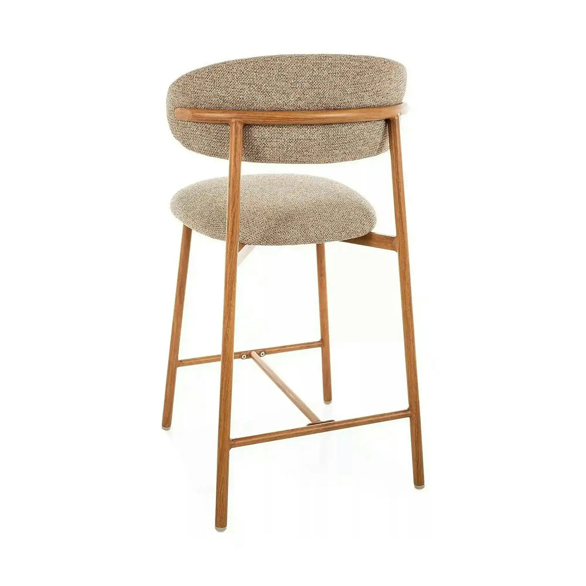 Scaun bar ELTON H-2, bej/stejar, stofă/metal, 43x45x91 cm