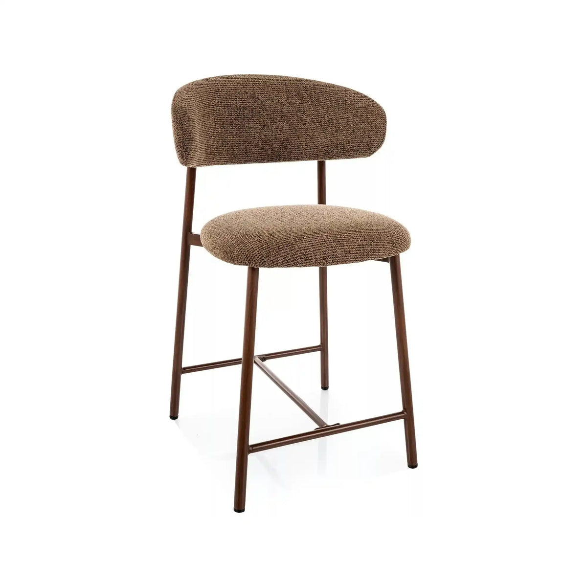 Scaun bar ELTON H-2, cappuccino/nuc, stofă/metal, 43x45x91 cm