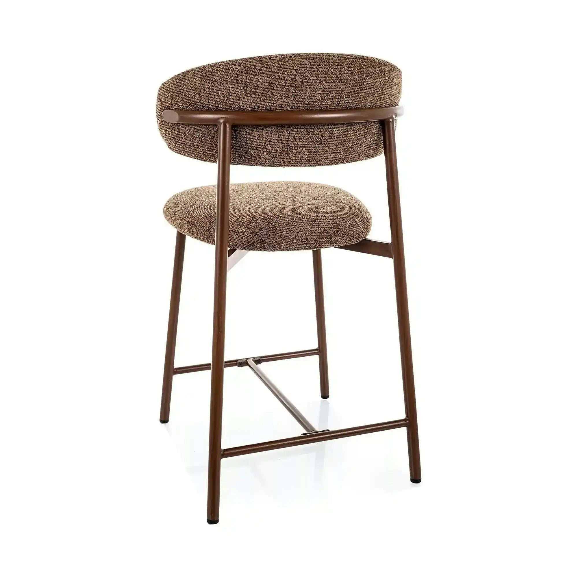 Scaun bar ELTON H-2, cappuccino/nuc, stofă/metal, 43x45x91 cm