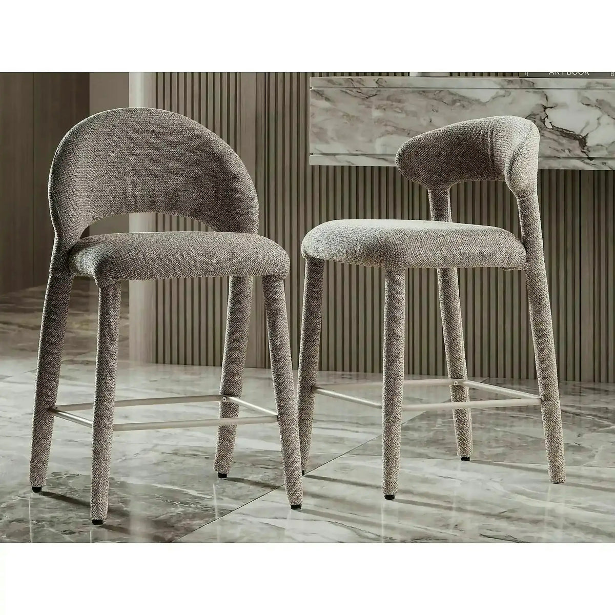 Scaun bar FLO H-2, bej, stofă/metal, 50x45x90 cm