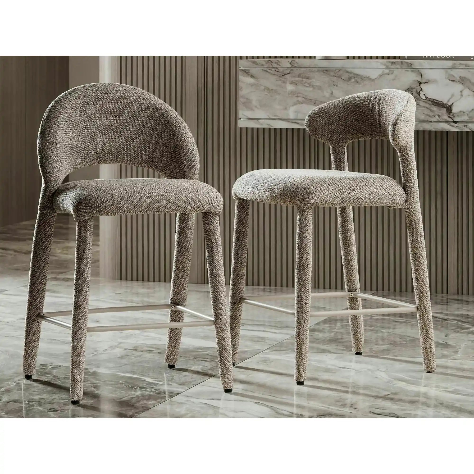 Scaun bar FLO H-2, bej, stofă/metal, 50x45x90 cm