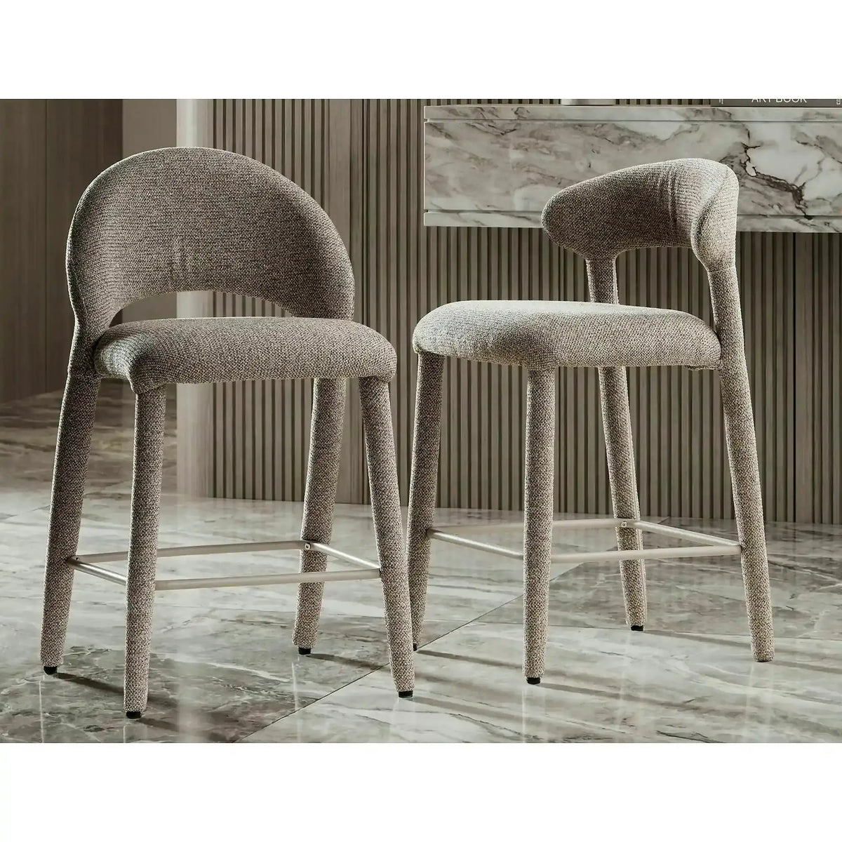 Scaun bar FLO H-2, bej, stofă/metal, 50x45x90 cm