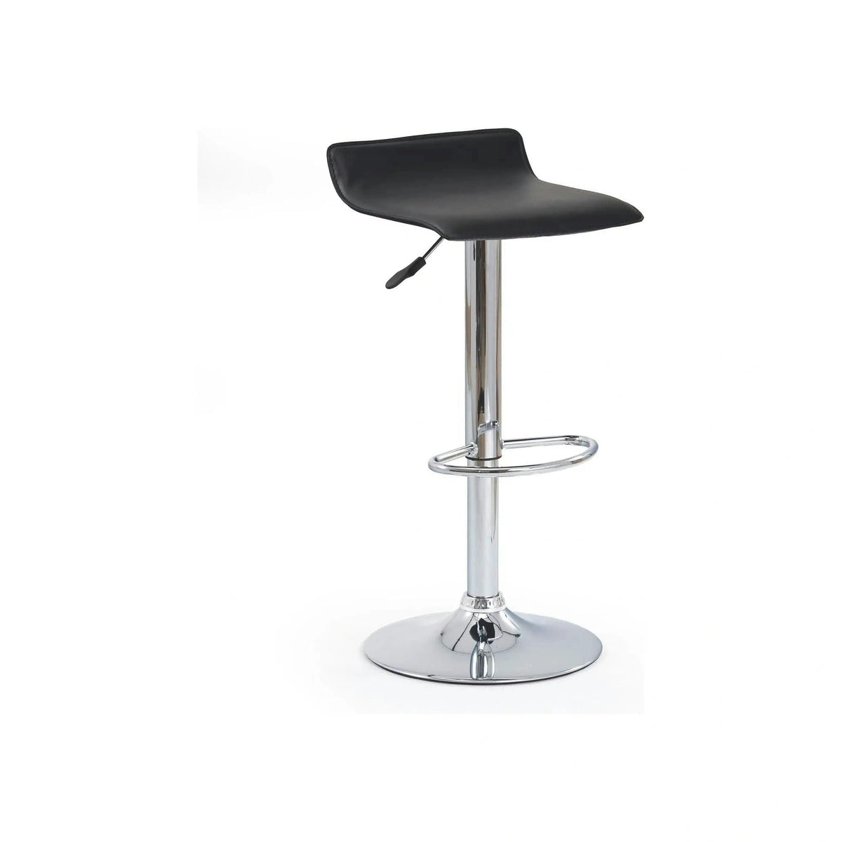Scaun bar H1, negru/crom, piele ecologica/PVC/otel, 40x39x63/84 cm
