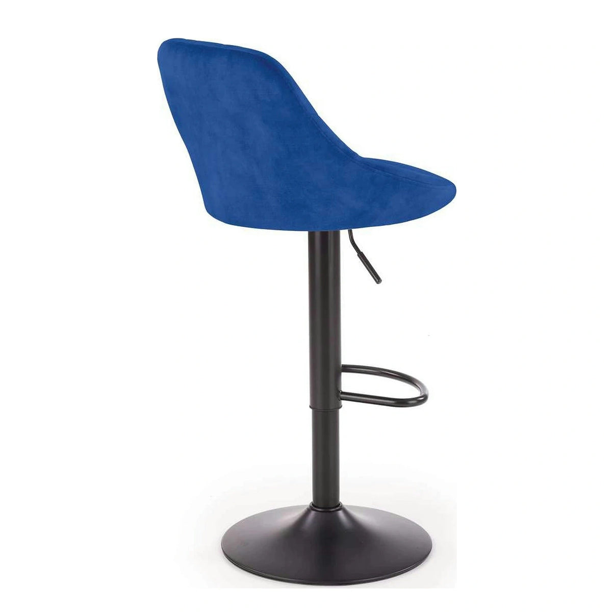 Scaun bar H101, albastru/negru, stofa catifelata/metal, 47x45x84/106 cm
