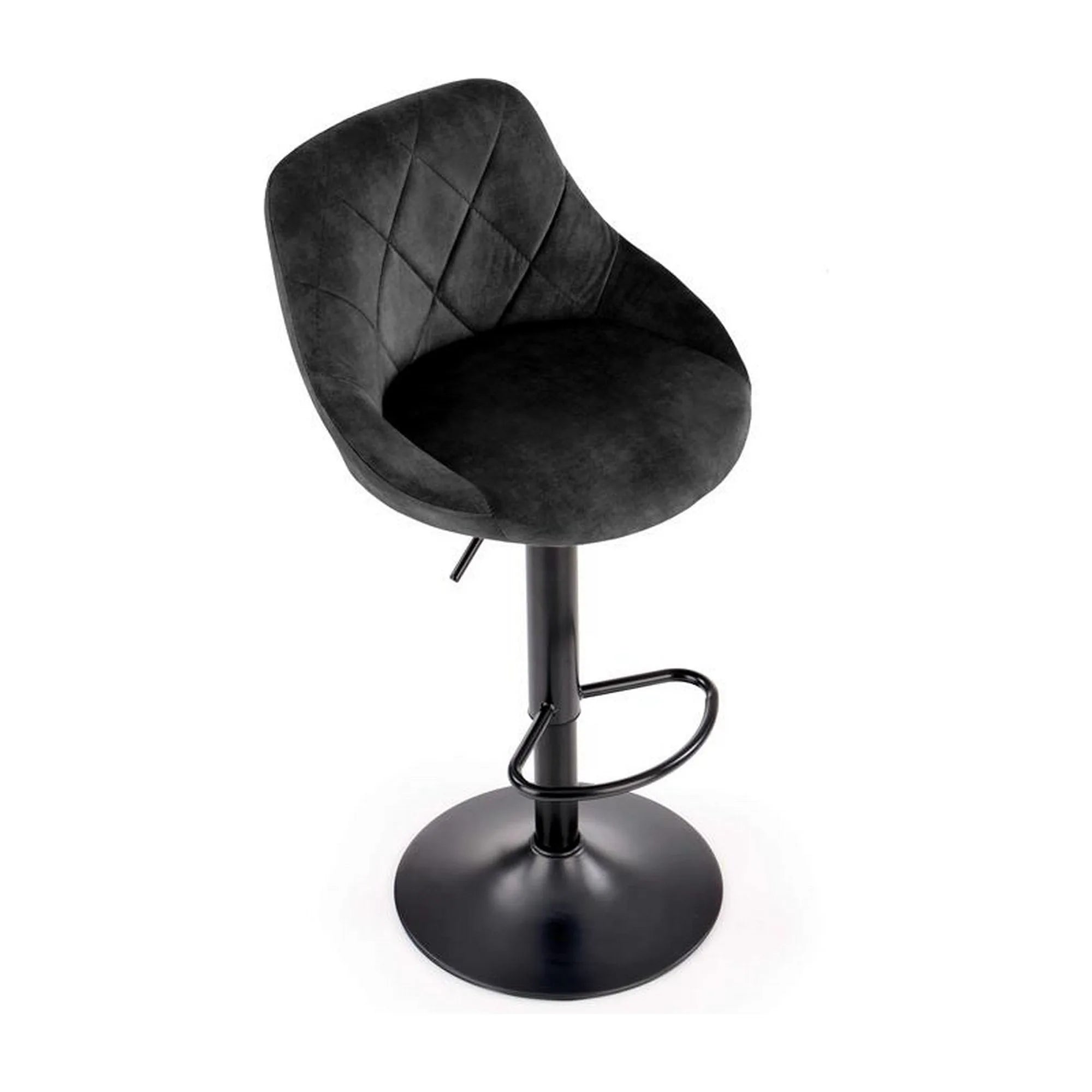 Scaun bar H101, negru, stofa catifelata/otel, 47x45x84/106 cm