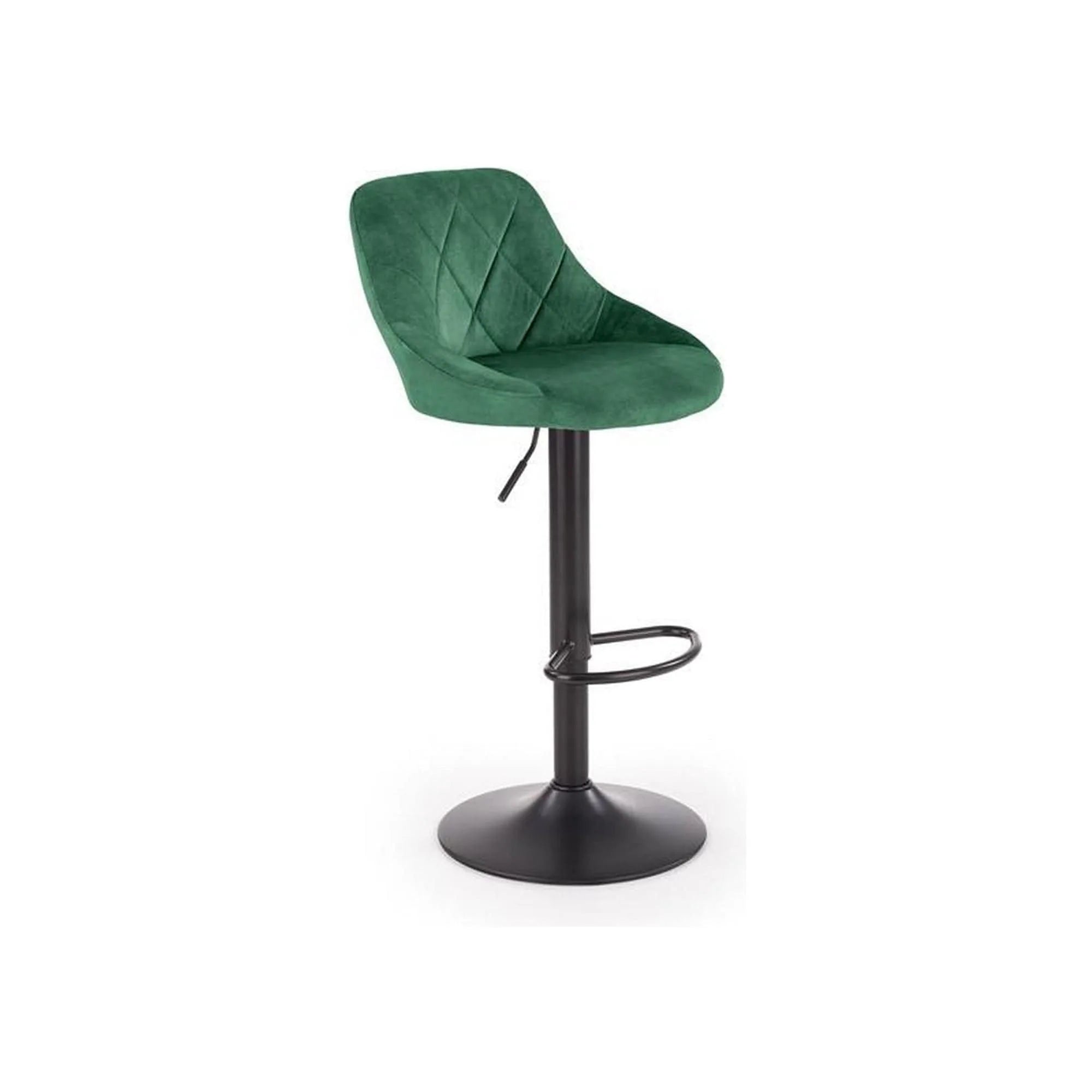 Scaun bar H101, verde inchis/negru, stofa catifelata/metal, 47x45x84/106 cm