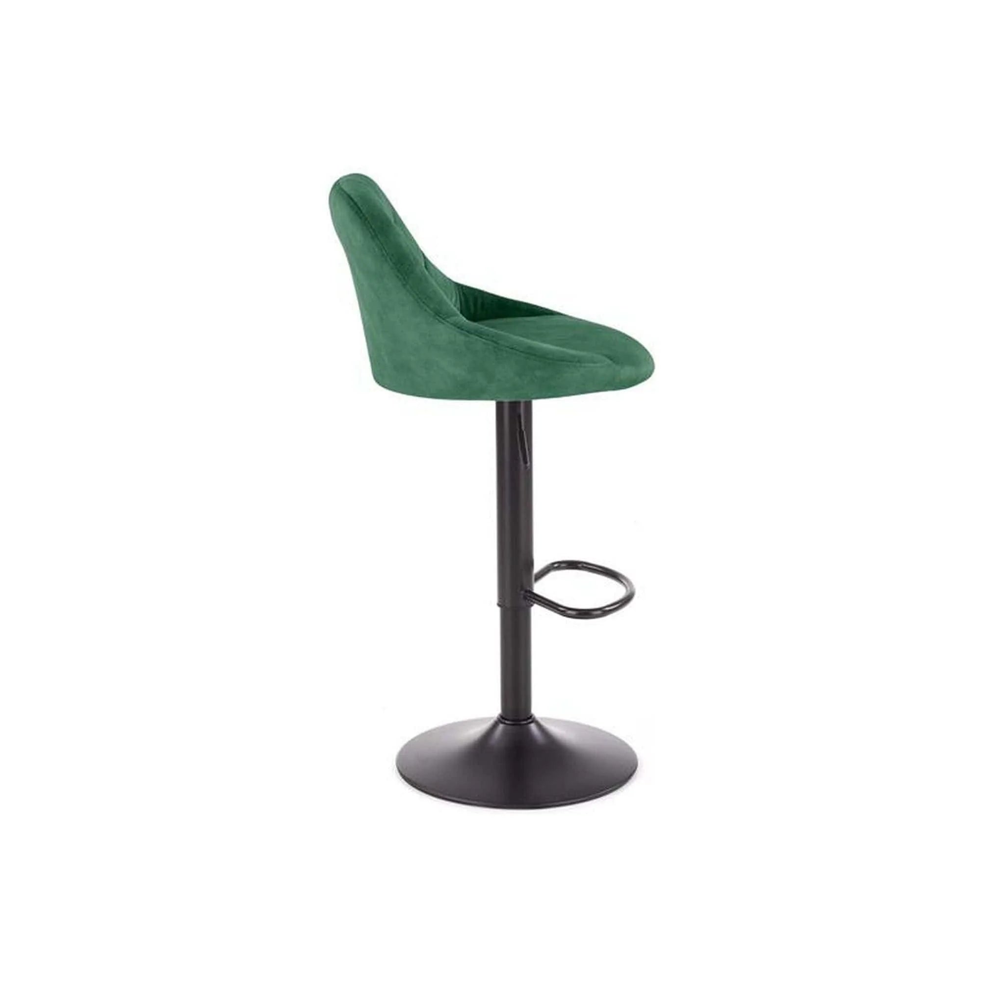 Scaun bar H101, verde inchis/negru, stofa catifelata/metal, 47x45x84/106 cm