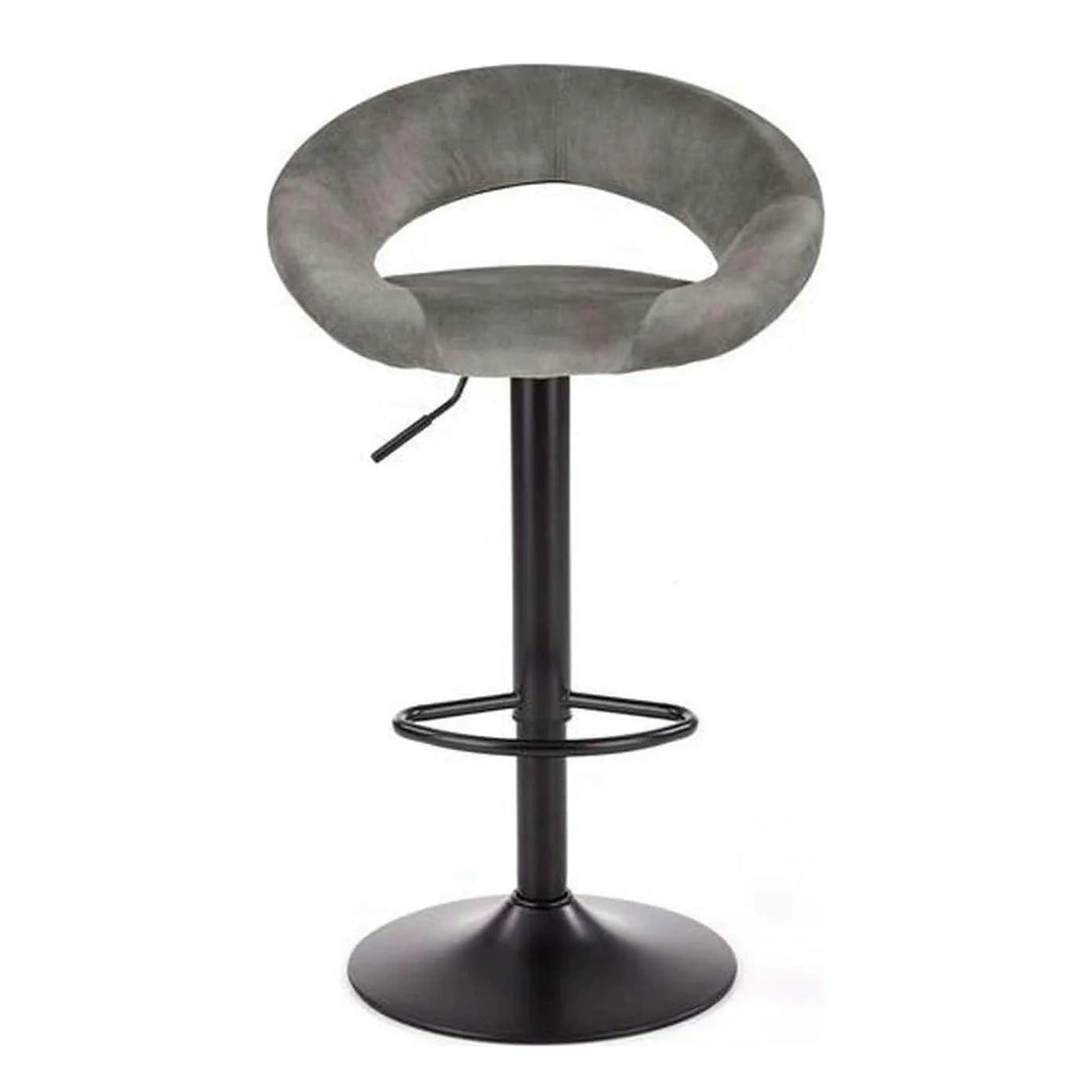 Scaun bar H102, gri - Bluvel14/negru, stofa catifelata/otel, 53x48x78/100 cm