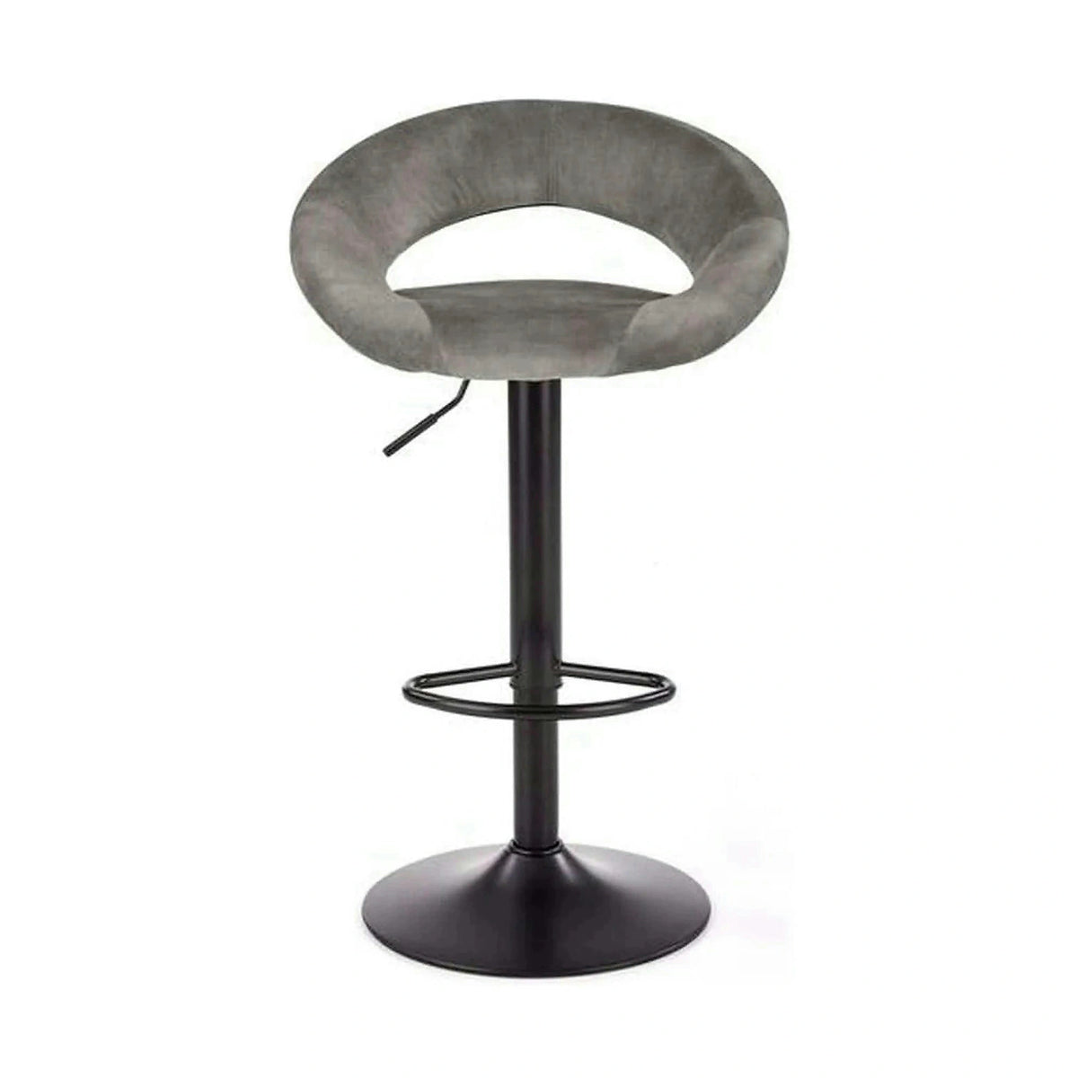 Scaun bar H102, gri - Bluvel14/negru, stofa catifelata/otel, 53x48x78/100 cm