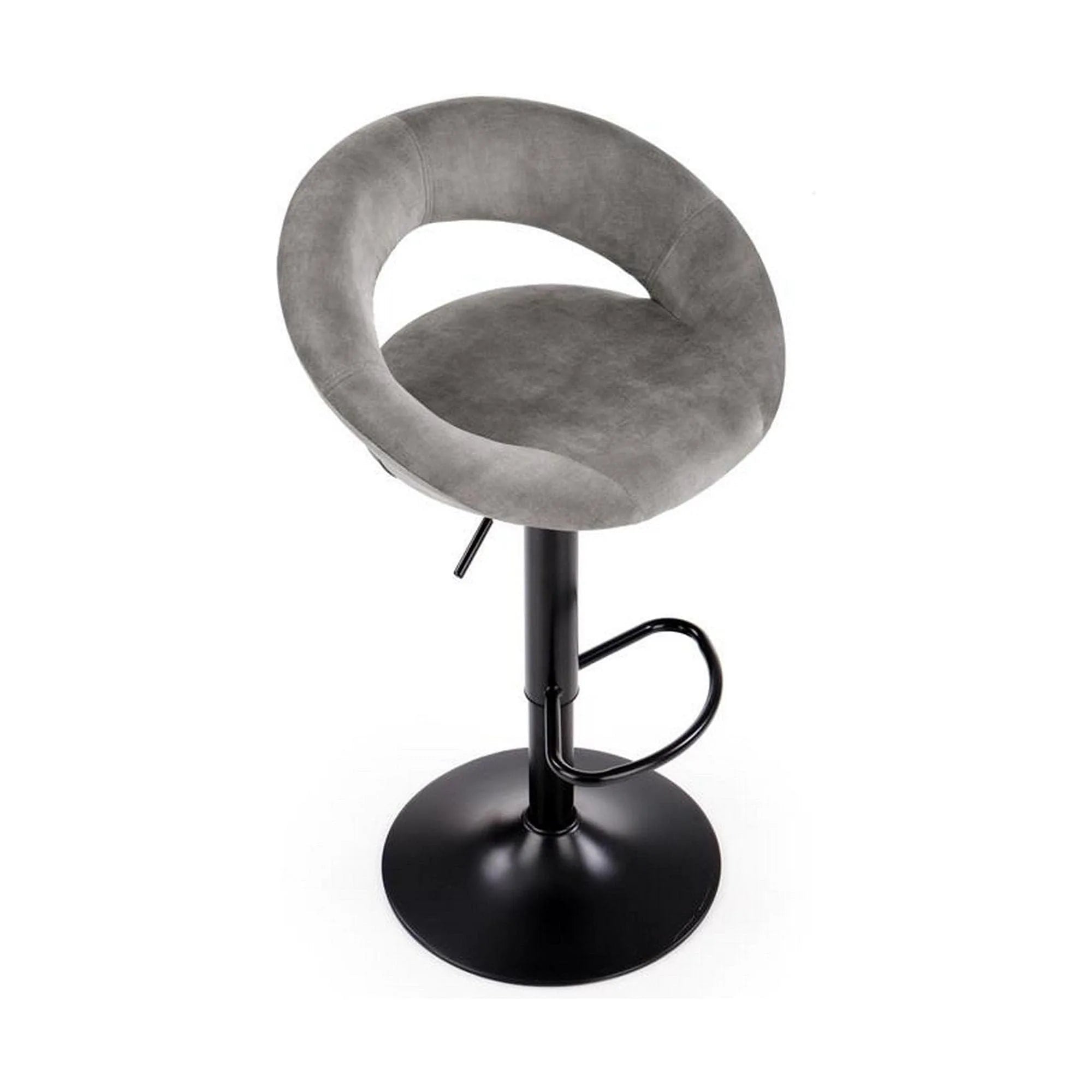 Scaun bar H102, gri - Bluvel14/negru, stofa catifelata/otel, 53x48x78/100 cm