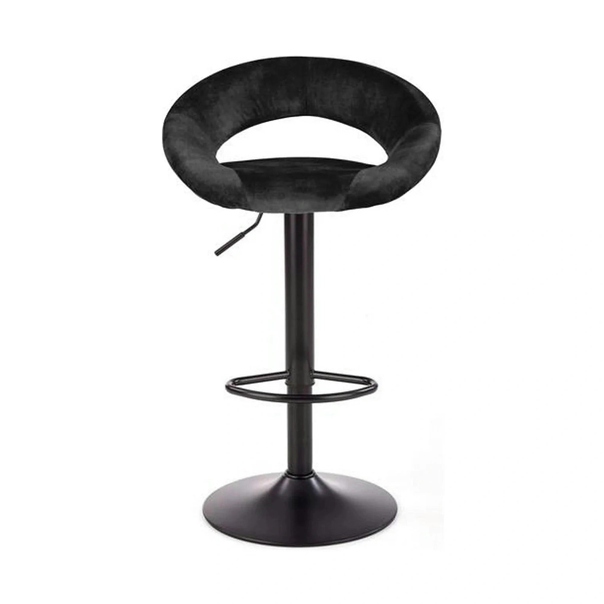 Scaun bar H102, negru, stofa catifelata/otel, 53x48x78/100 cm