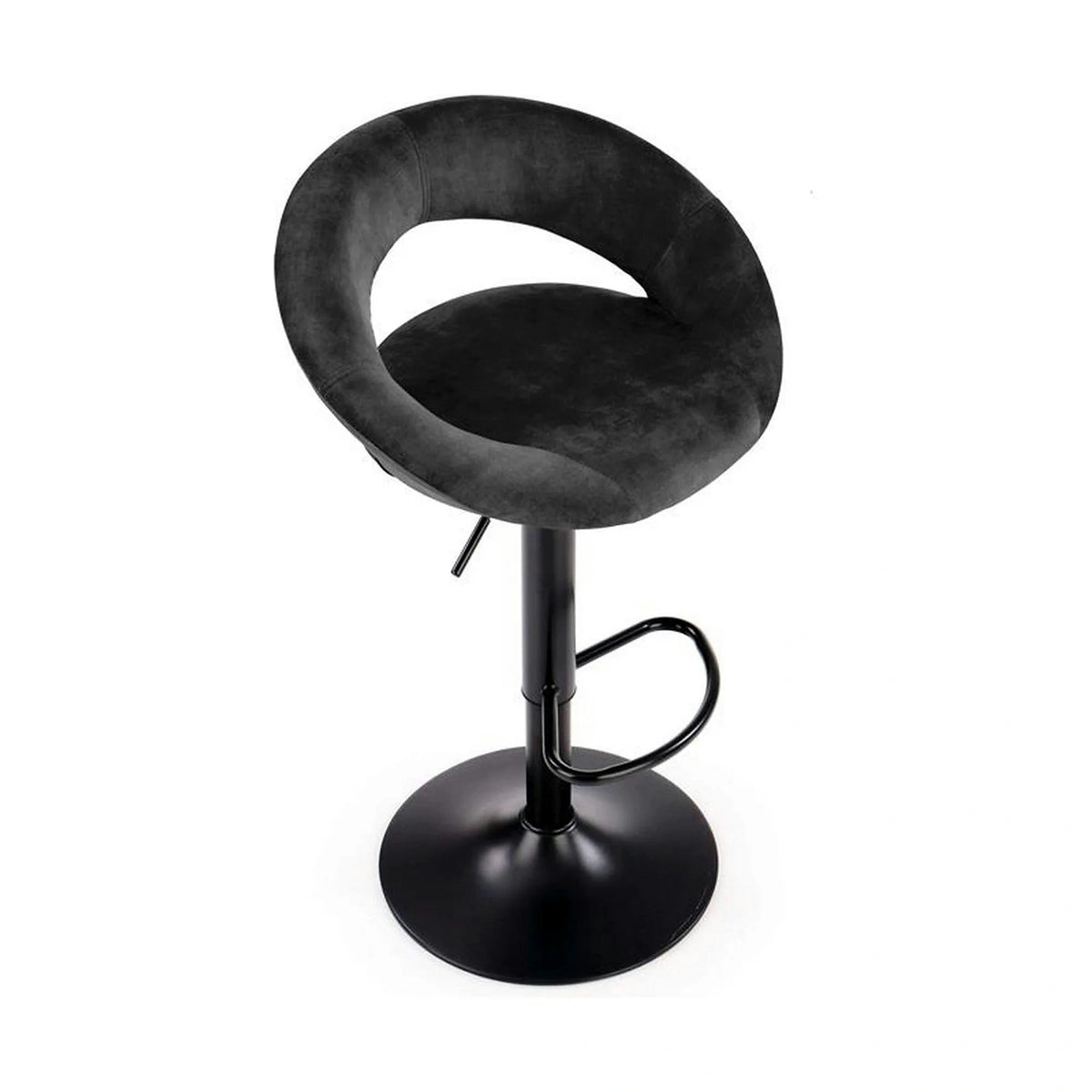 Scaun bar H102, negru, stofa catifelata/otel, 53x48x78/100 cm