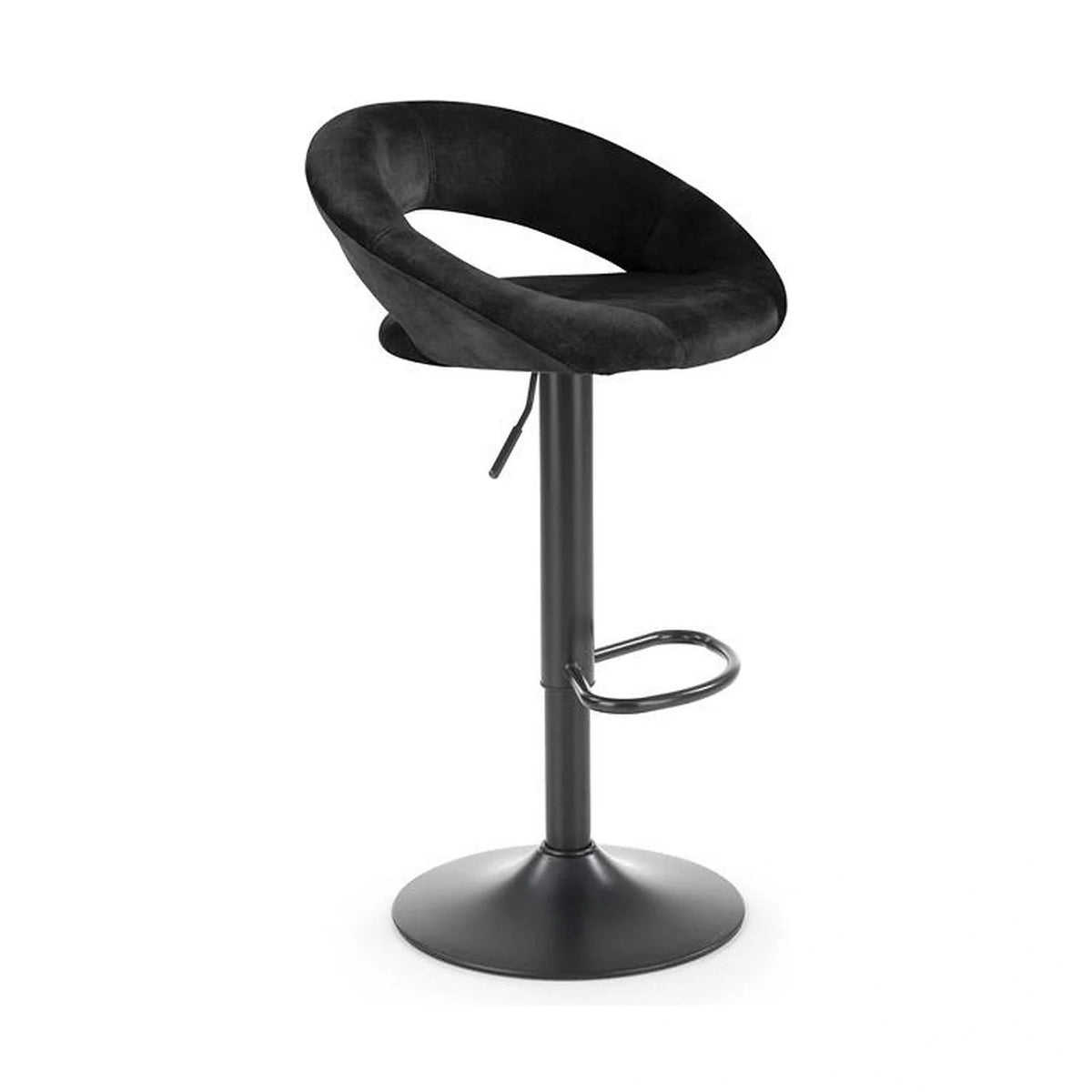 Scaun bar H102, negru, stofa catifelata/otel, 53x48x78/100 cm