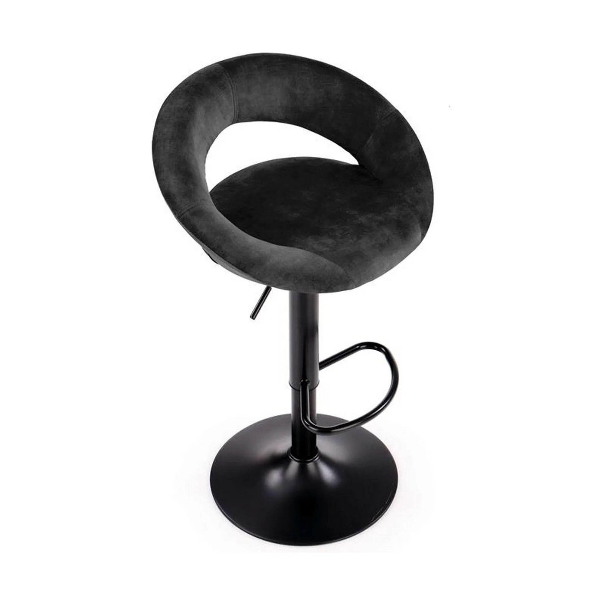 Scaun bar H102, negru, stofa catifelata/otel, 53x48x78/100 cm