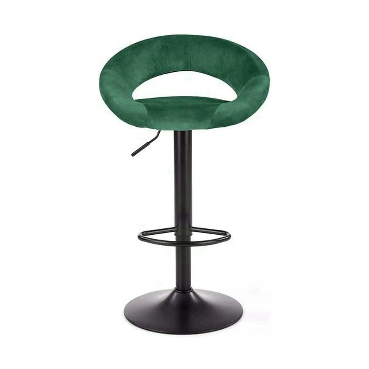 Scaun bar H102, verde inchis/negru, stofa catifelata/otel, 53x48x100 cm