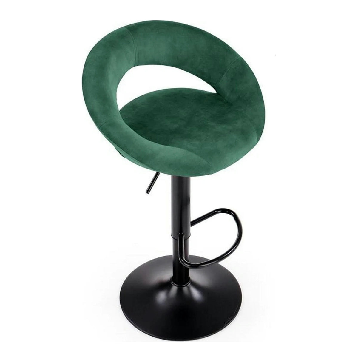 Scaun bar H102, verde inchis/negru, stofa catifelata/otel, 53x48x100 cm