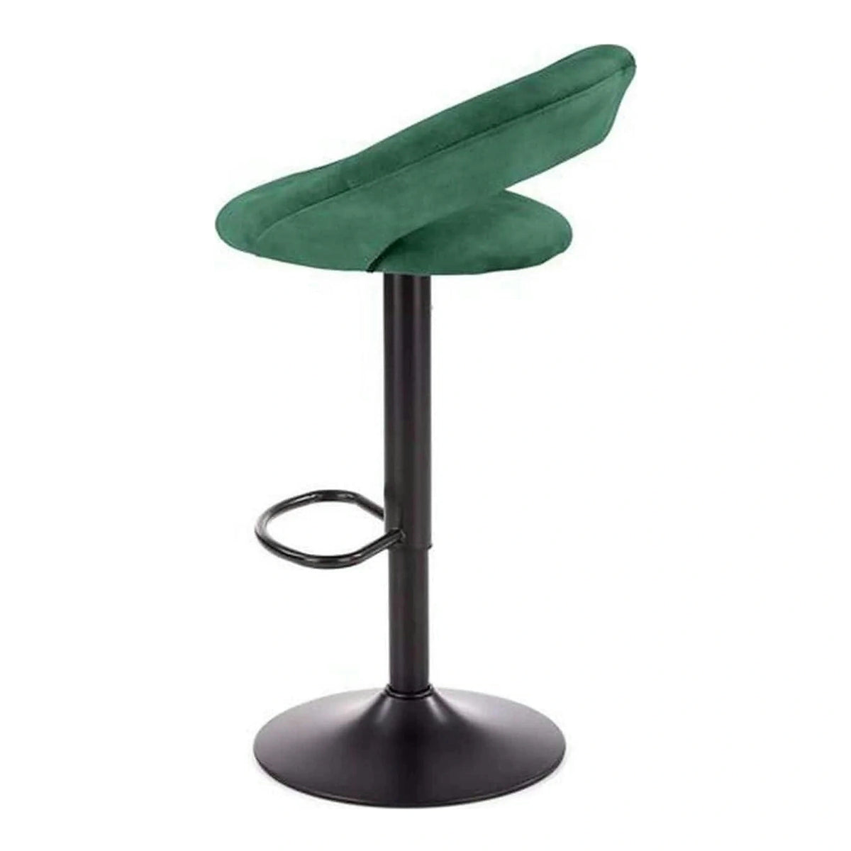 Scaun bar H102, verde inchis/negru, stofa catifelata/otel, 53x48x100 cm