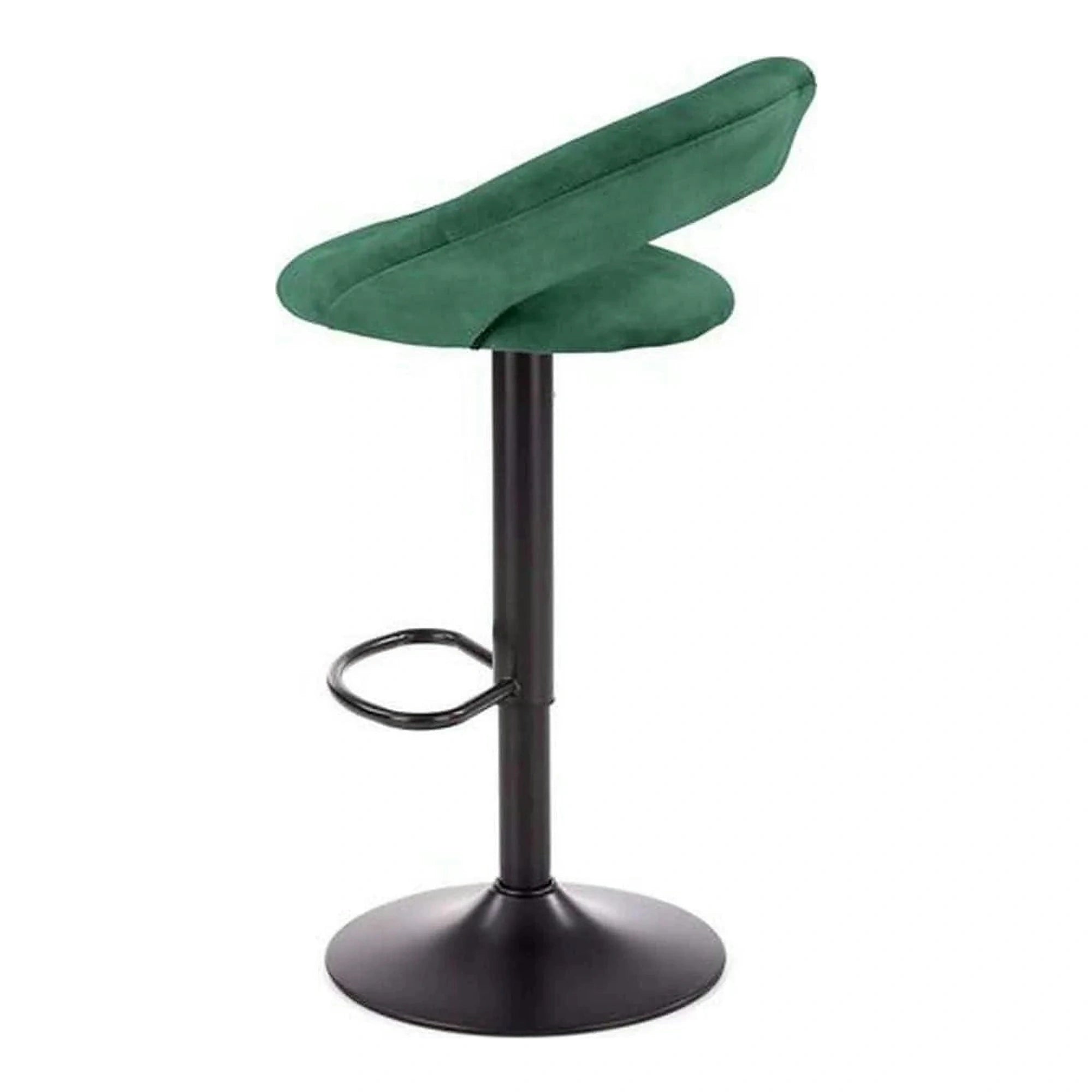 Scaun bar H102, verde inchis/negru, stofa catifelata/otel, 53x48x100 cm