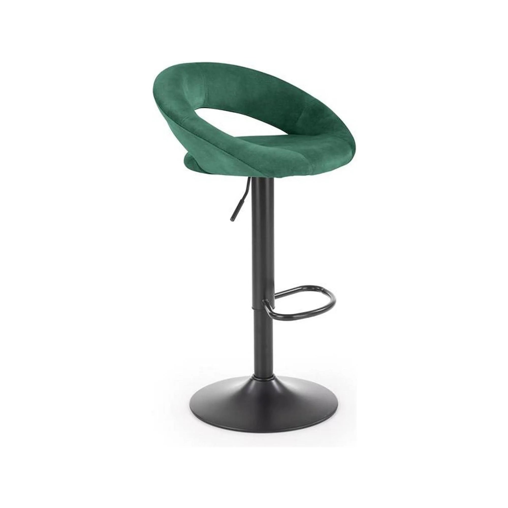Scaun bar H102, verde inchis/negru, stofa catifelata/otel, 53x48x100 cm