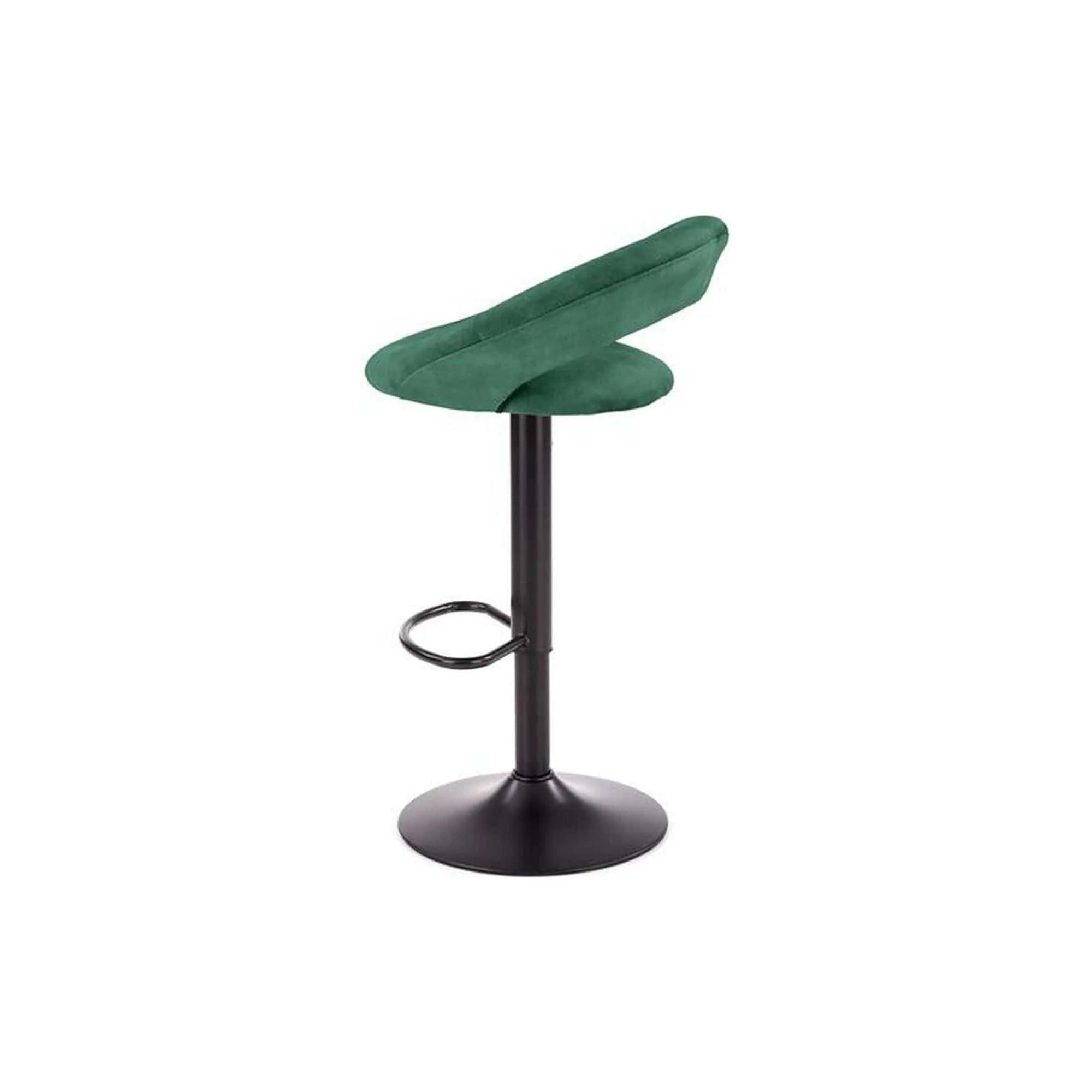 Scaun bar H102, verde inchis/negru, stofa catifelata/otel, 53x48x100 cm