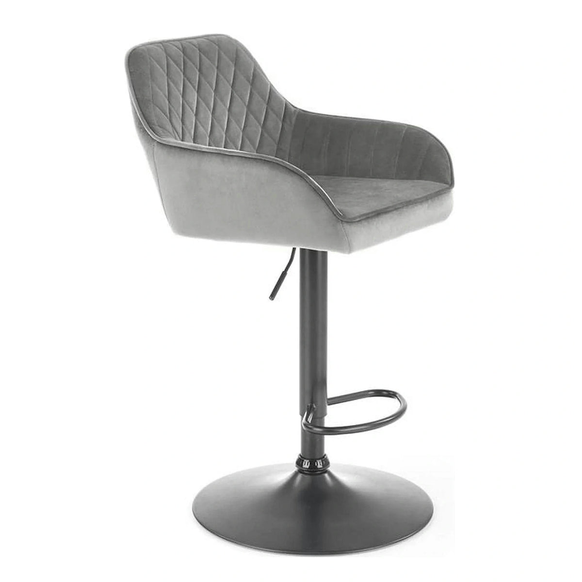Scaun bar H103, gri - Bluvel 14/negru, stofa catifelata/otel, 55x55x92/114 cm