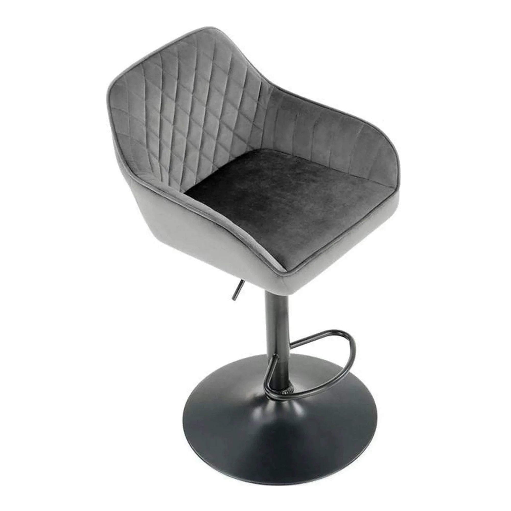 Scaun bar H103, gri - Bluvel 14/negru, stofa catifelata/otel, 55x55x92/114 cm