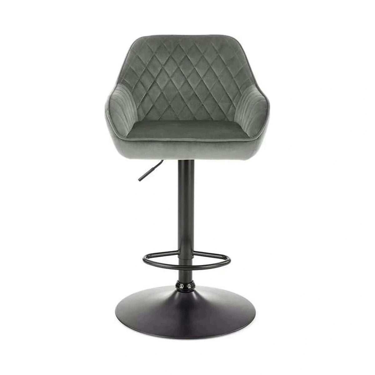 Scaun bar H103, gri - Bluvel 14/negru, stofa catifelata/otel, 55x55x92/114 cm