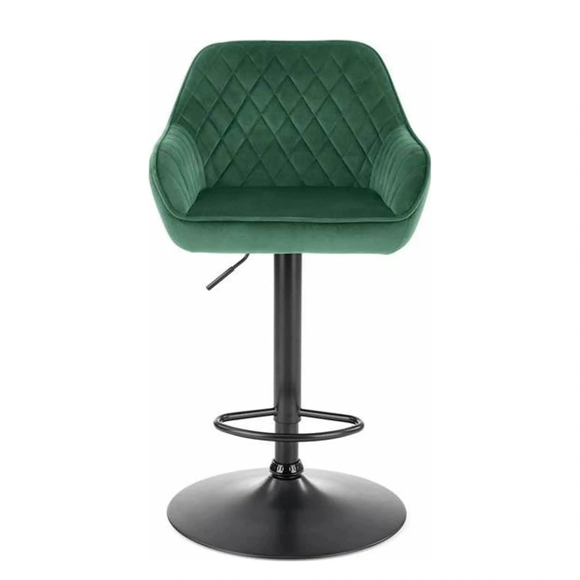 Scaun bar H103, verde inchis/negru, stofa catifelata/otel, 55x55x92/114 cm