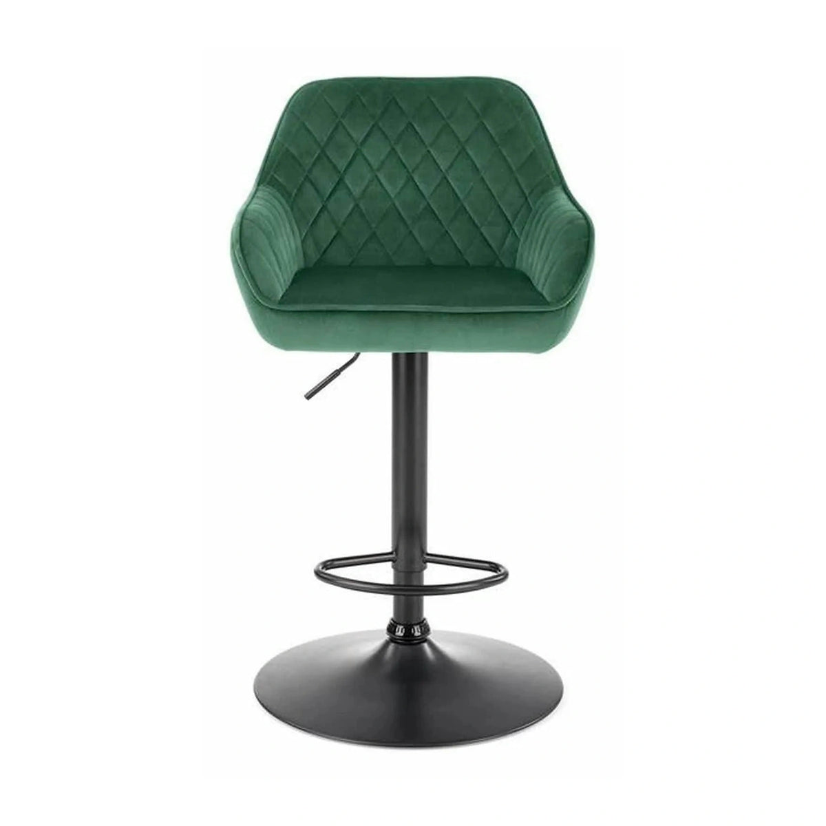 Scaun bar H103, verde inchis/negru, stofa catifelata/otel, 55x55x92/114 cm