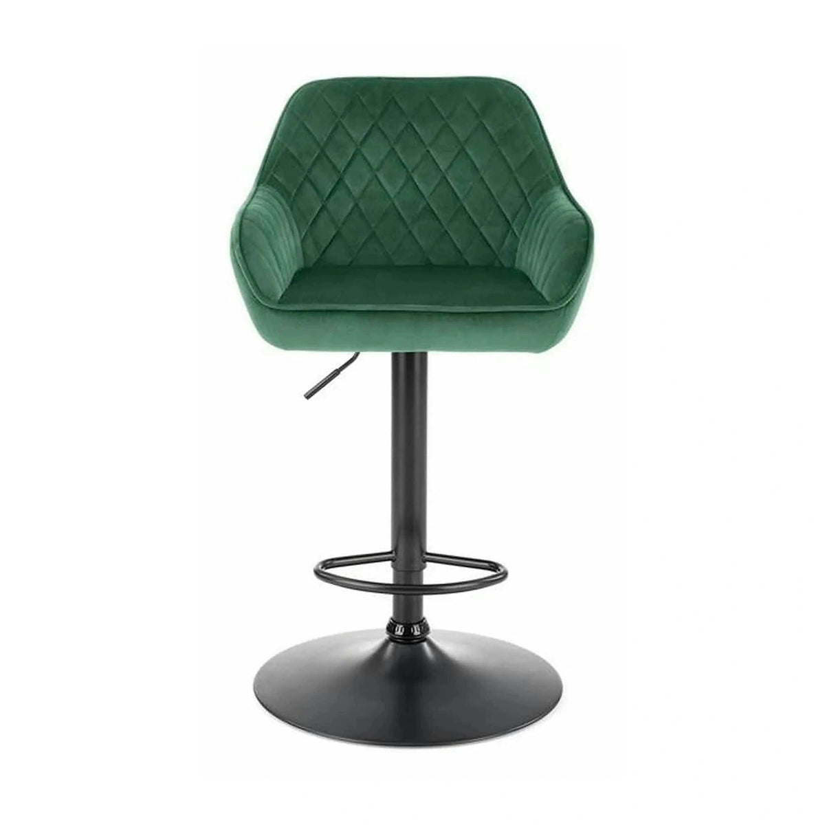 Scaun bar H103, verde inchis/negru, stofa catifelata/otel, 55x55x92/114 cm