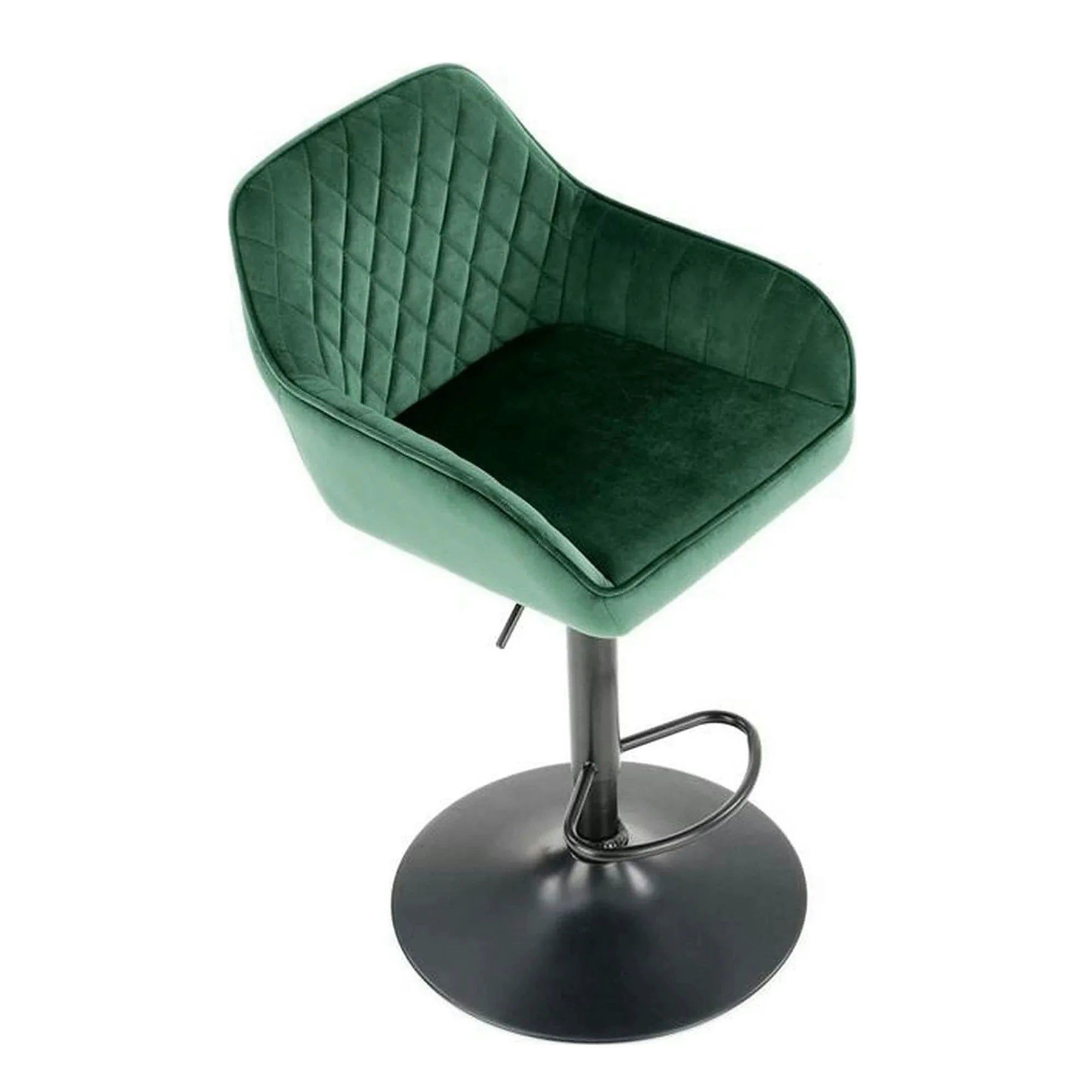 Scaun bar H103, verde inchis/negru, stofa catifelata/otel, 55x55x92/114 cm