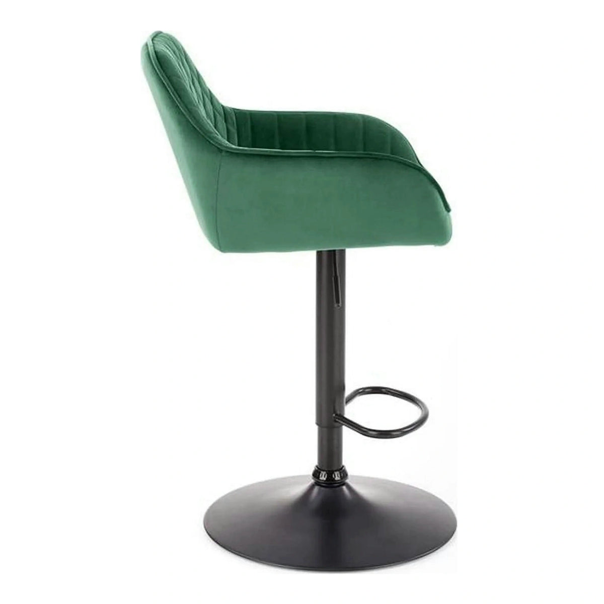 Scaun bar H103, verde inchis/negru, stofa catifelata/otel, 55x55x92/114 cm