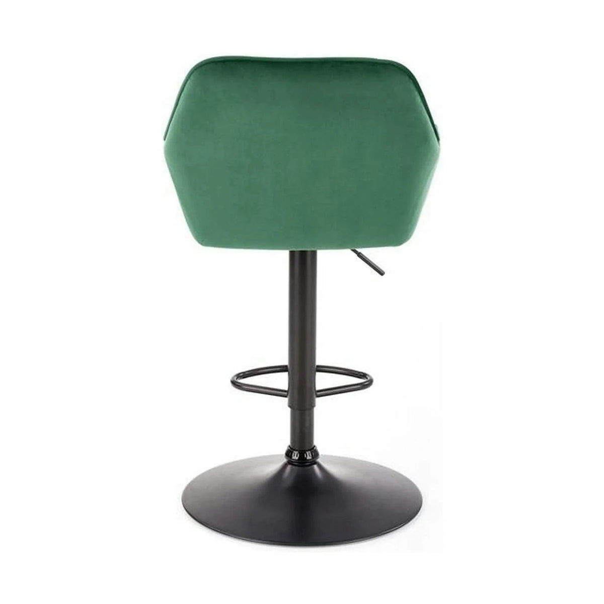 Scaun bar H103, verde inchis/negru, stofa catifelata/otel, 55x55x92/114 cm