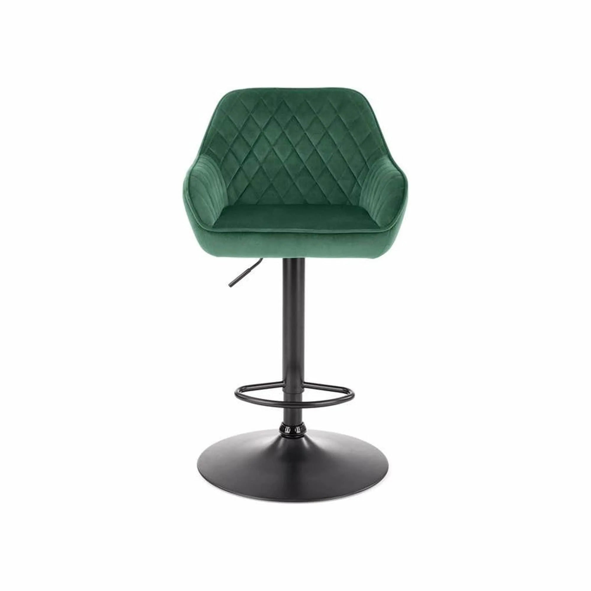 Scaun bar H103, verde inchis/negru, stofa catifelata/otel, 55x55x92/114 cm