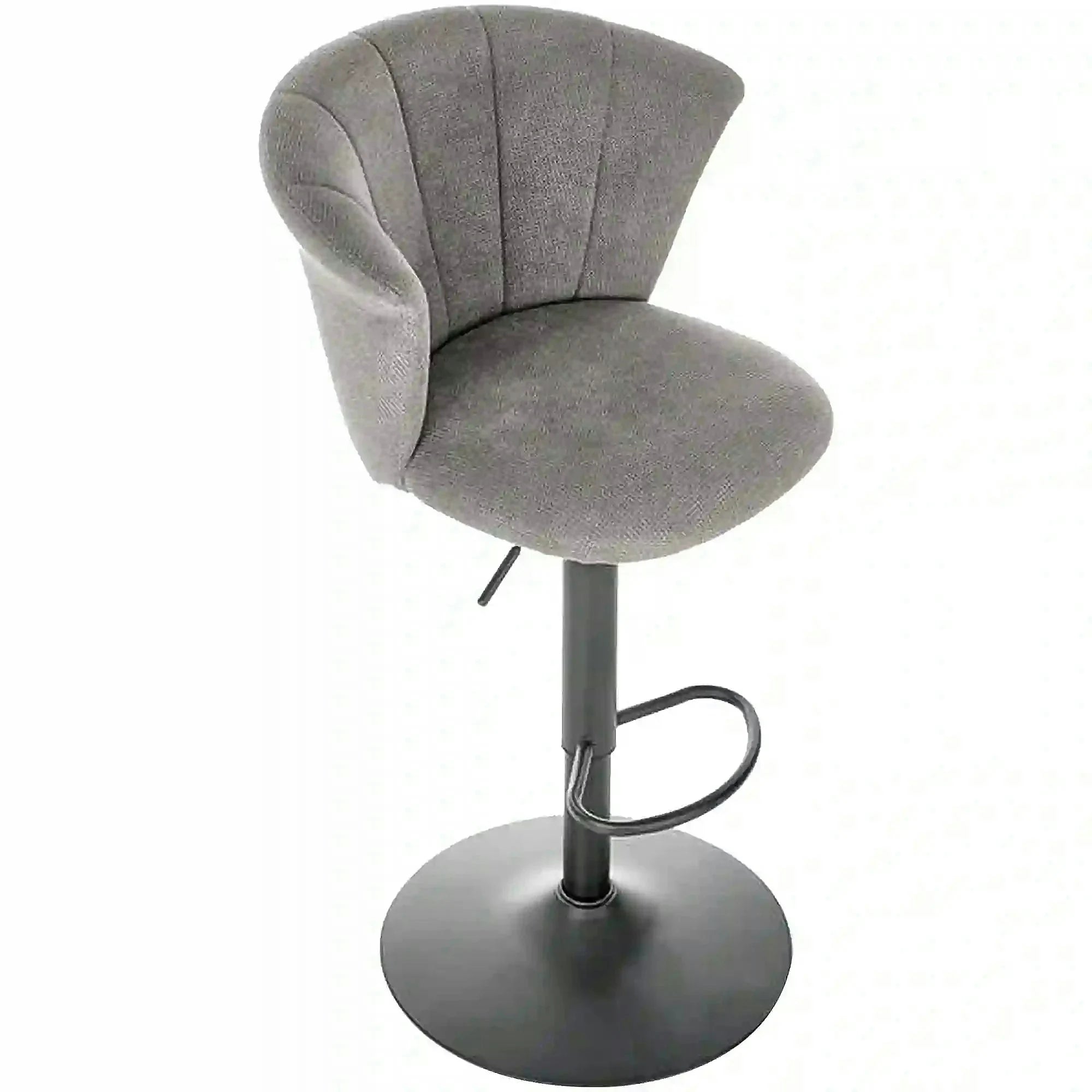 Scaun bar H104, gri/negru, stofa/otel, 55x53x90/112 cm