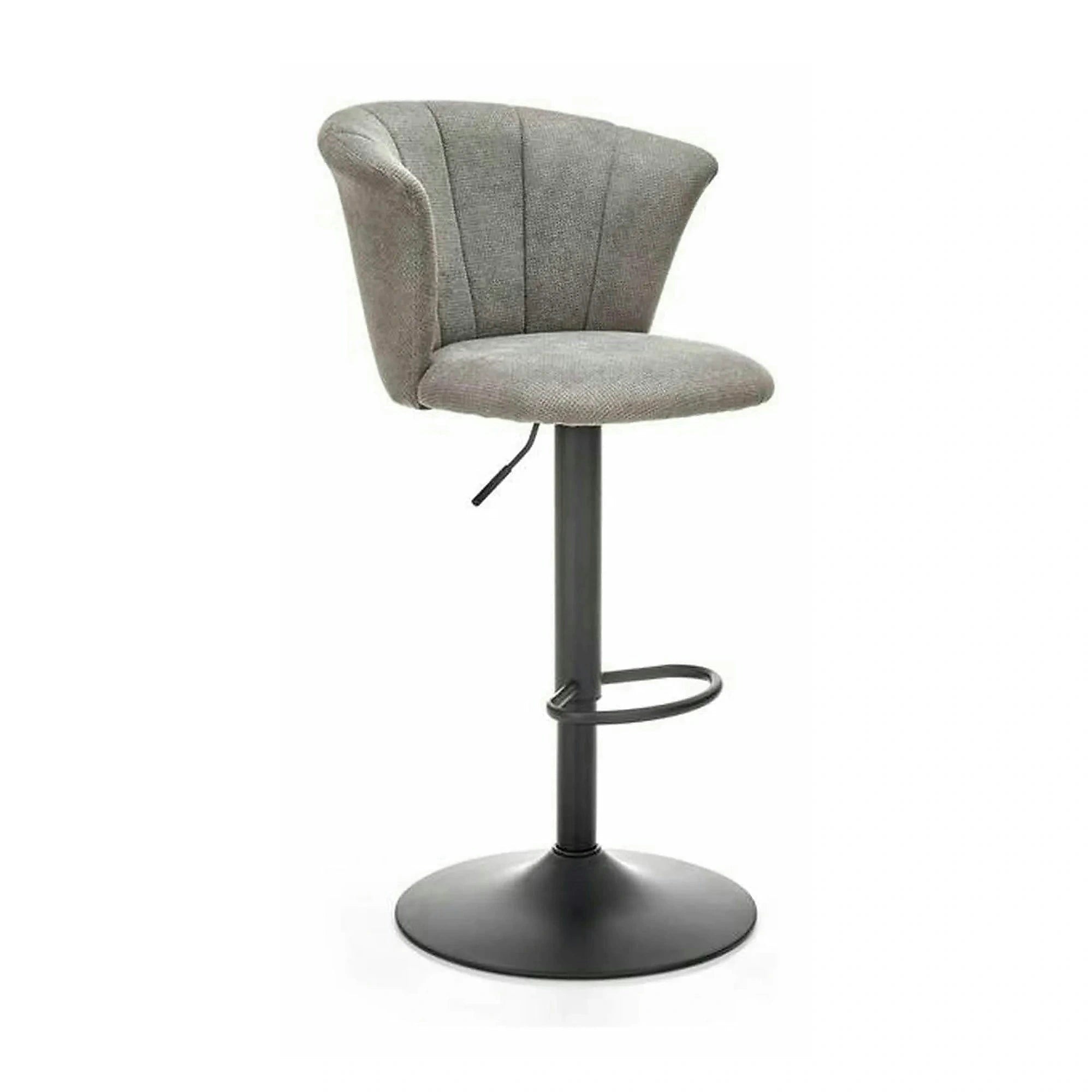 Scaun bar H104, gri/negru, stofa/otel, 55x53x90/112 cm