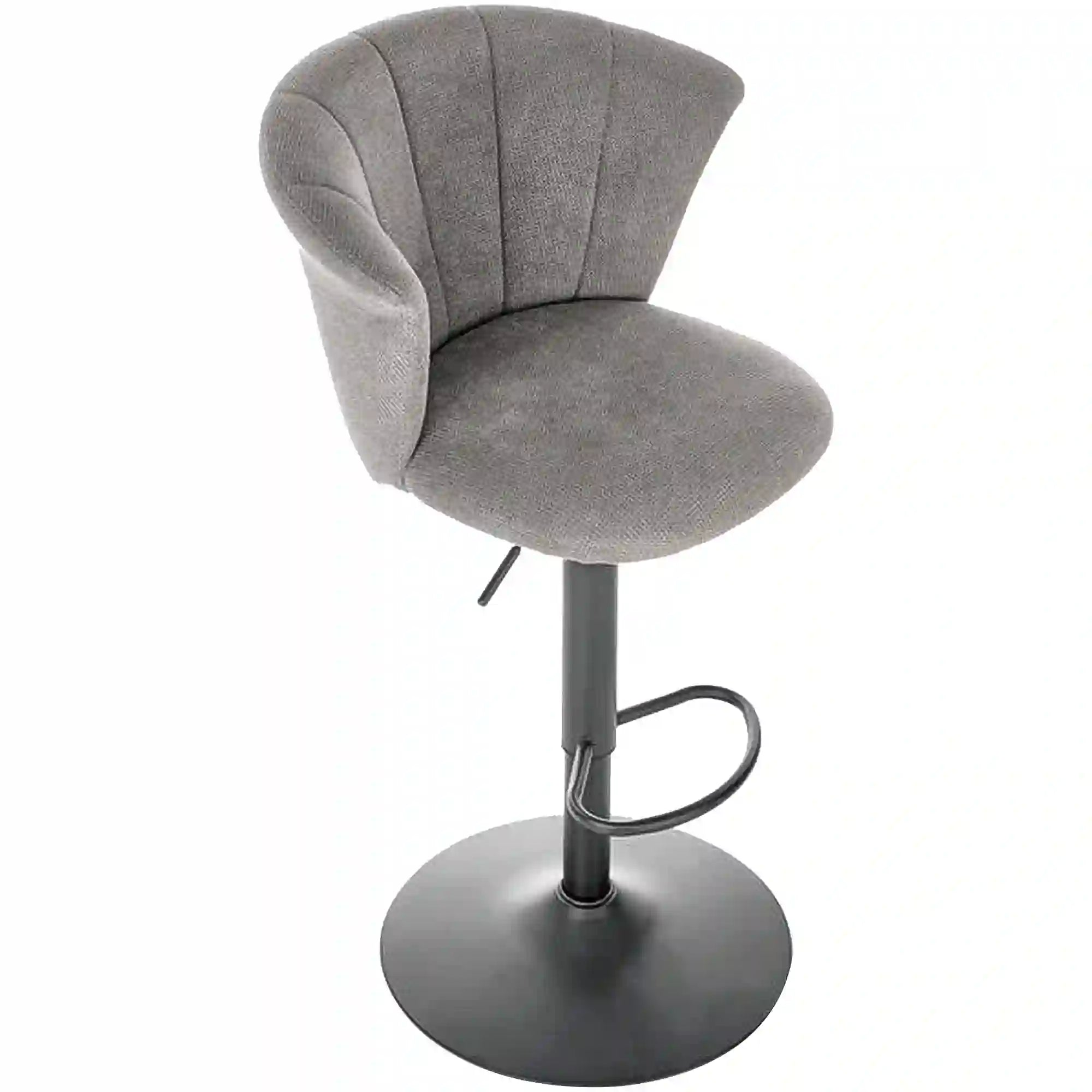 Scaun bar H104, gri/negru, stofa/otel, 55x53x90/112 cm