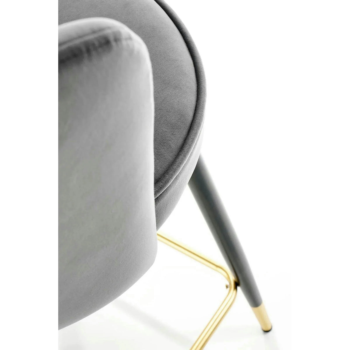 Scaun bar H106, gri/negru, stofa catifelata/otel, 55x58x96 cm