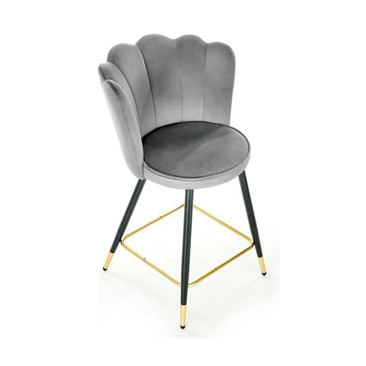 Scaun bar H106, gri/negru, stofa catifelata/otel, 55x58x96 cm