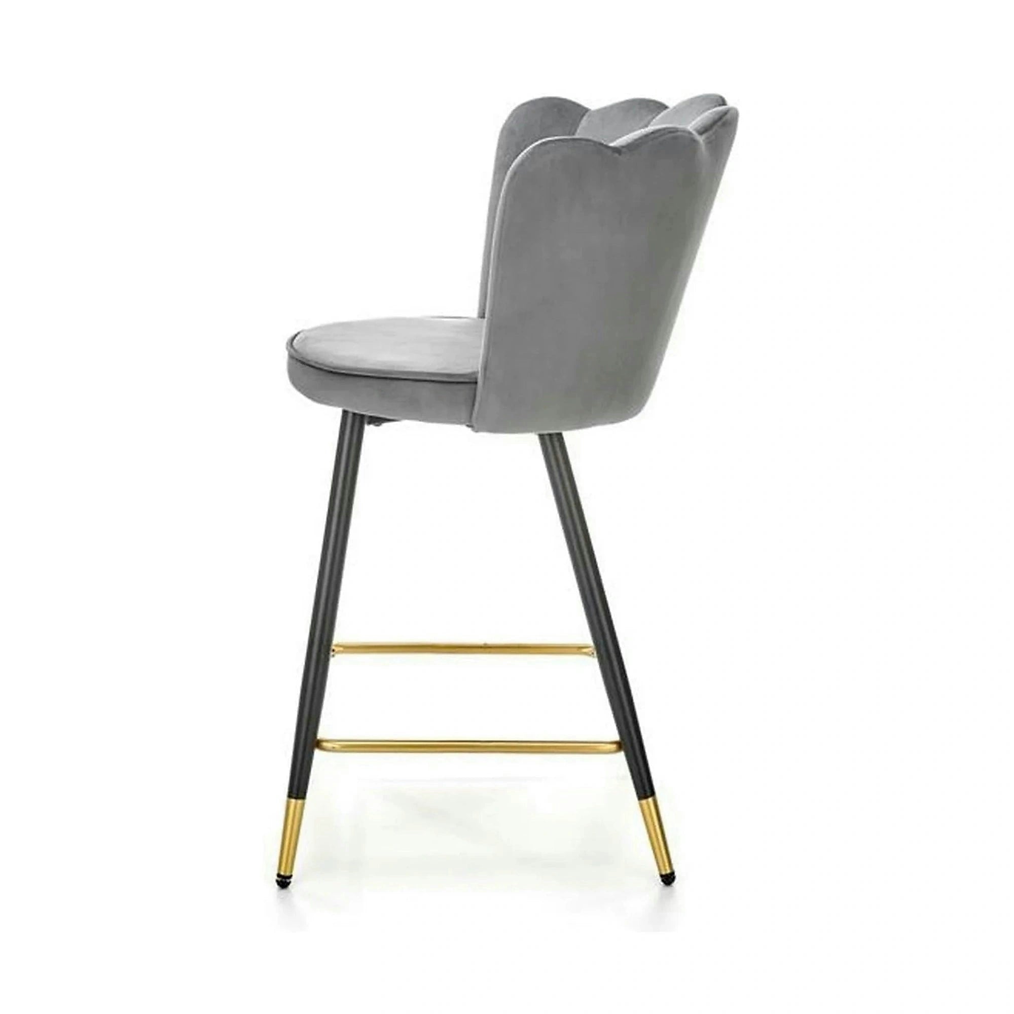 Scaun bar H106, gri/negru, stofa catifelata/otel, 55x58x96 cm