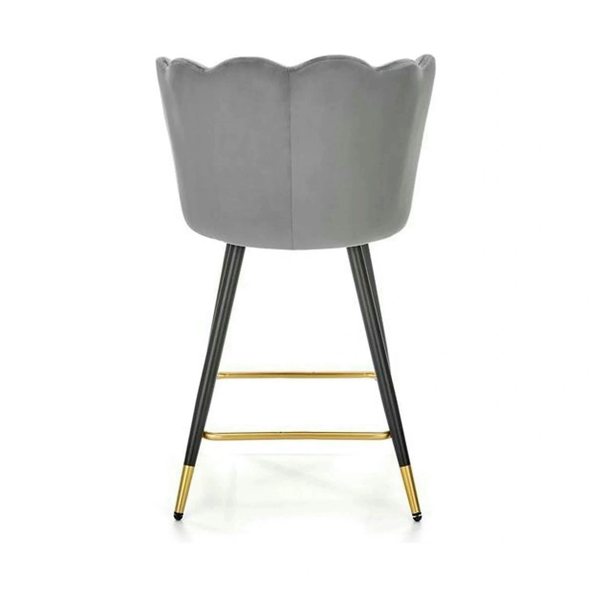 Scaun bar H106, gri/negru, stofa catifelata/otel, 55x58x96 cm