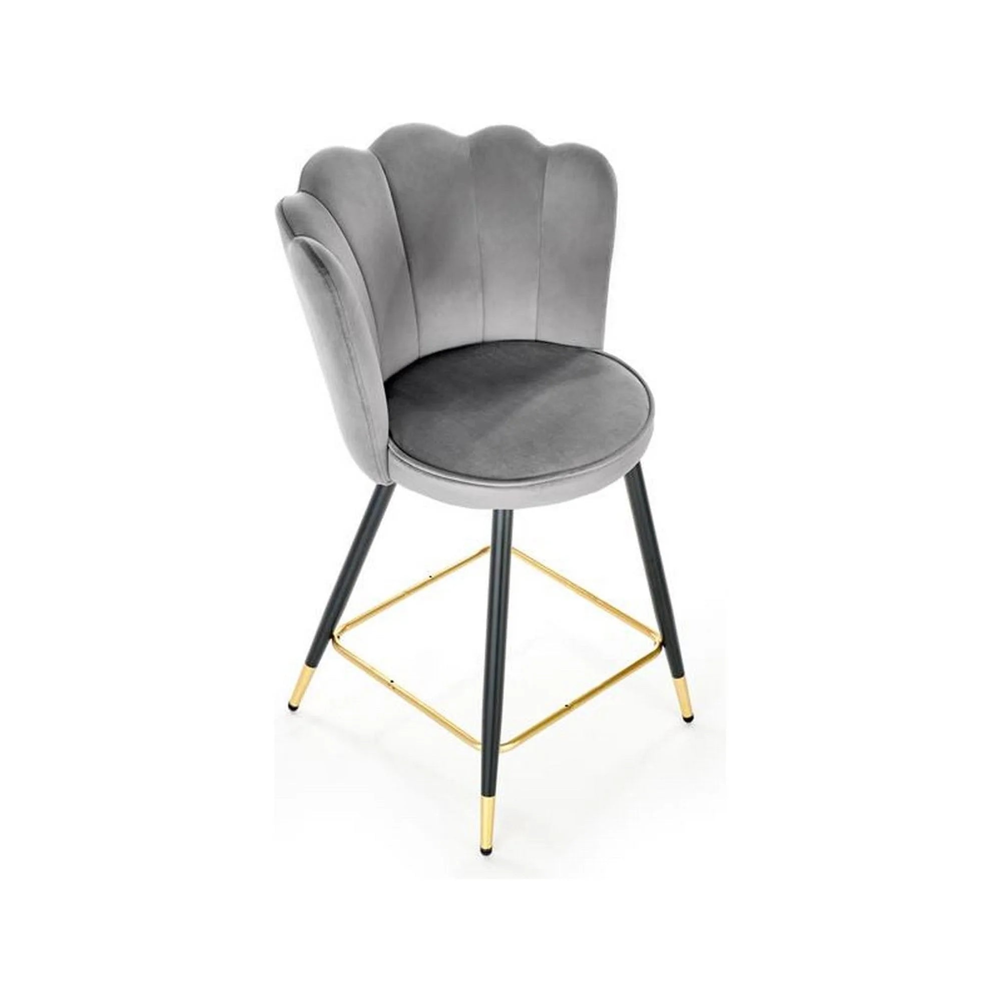 Scaun bar H106, gri/negru, stofa catifelata/otel, 55x58x96 cm