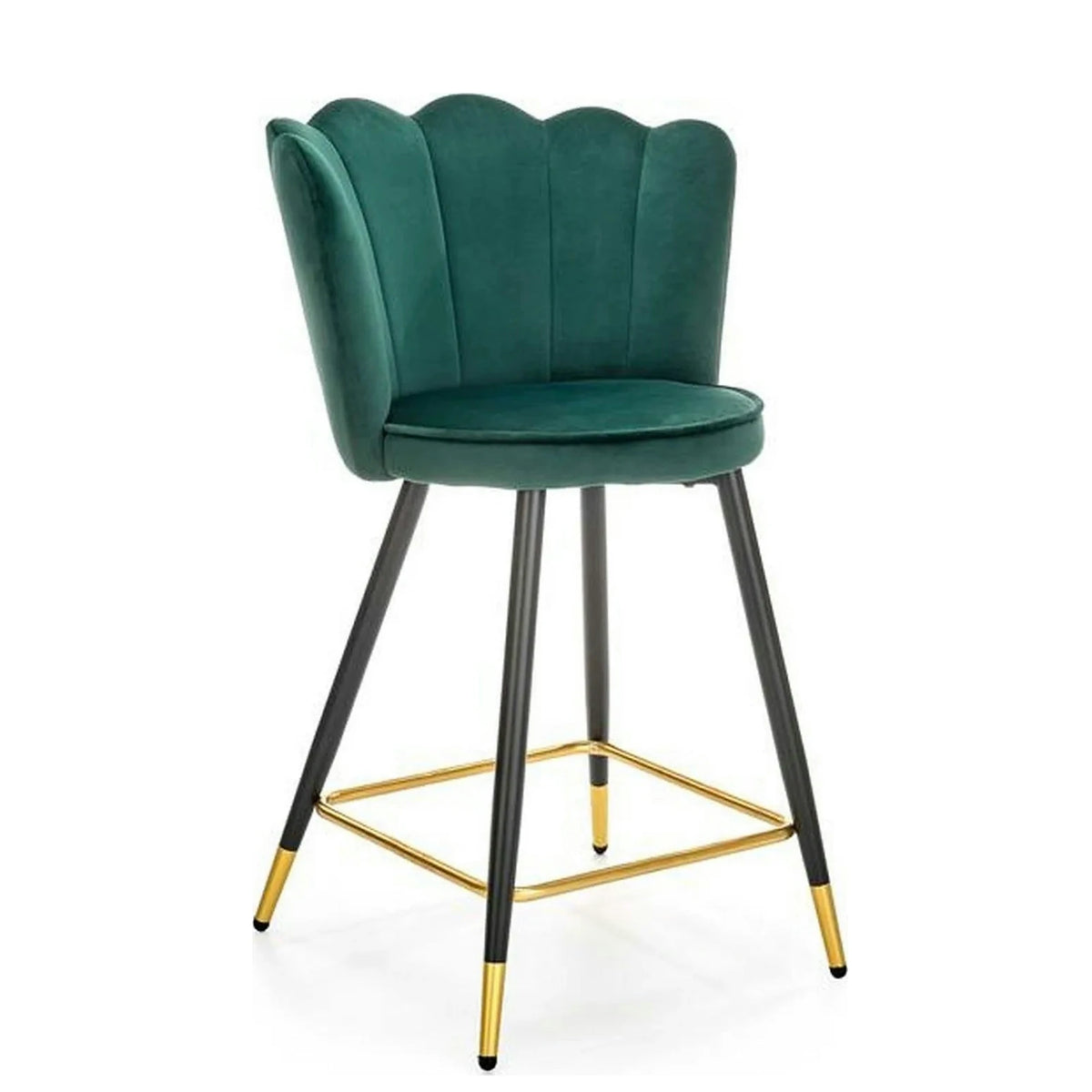 Scaun bar H106, verde/negru, stofa catifelata/otel, 58x58x96 cm
