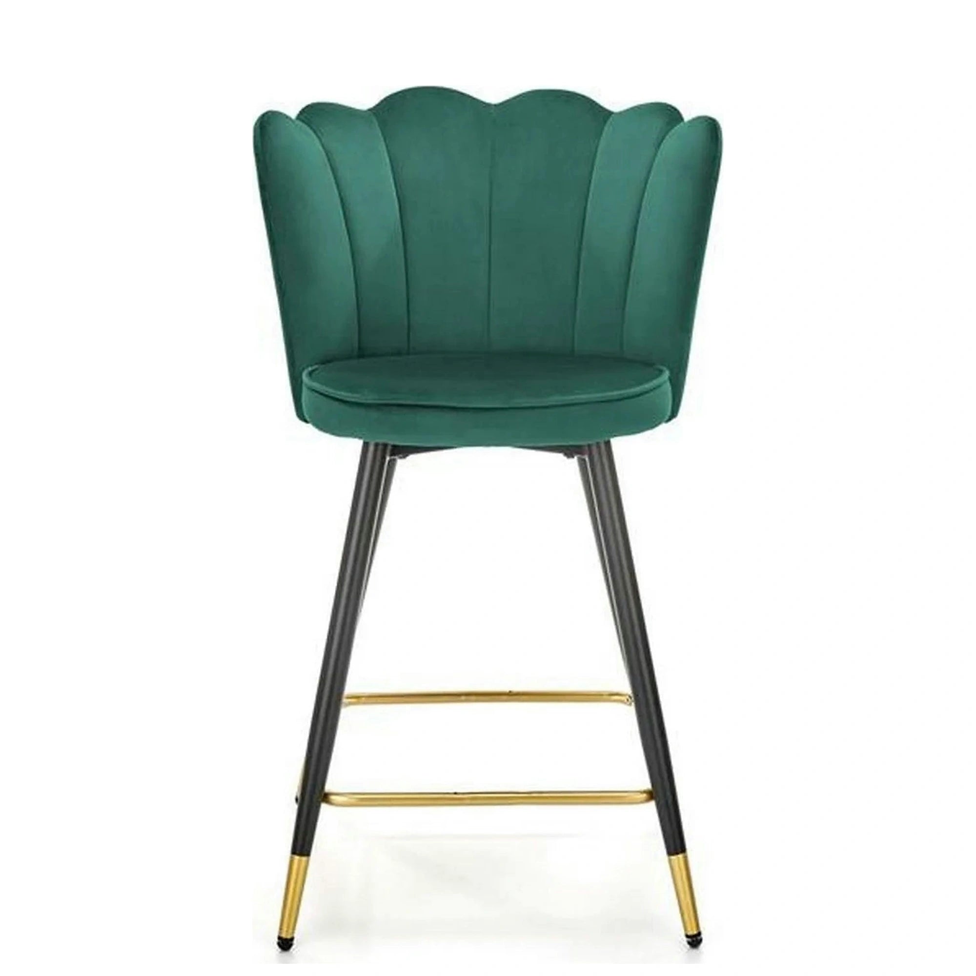 Scaun bar H106, verde/negru, stofa catifelata/otel, 58x58x96 cm